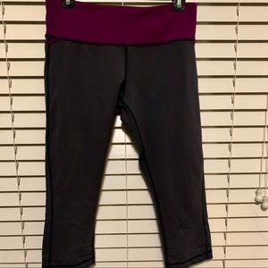 Lululemon Cropped Leggings, Dark Grey/Purple